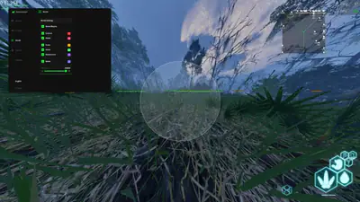 The Isle World ESP overlay with resource tags through grass on Gateway